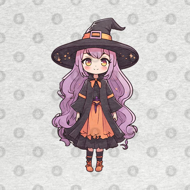 cute anime witch design by InkPulse